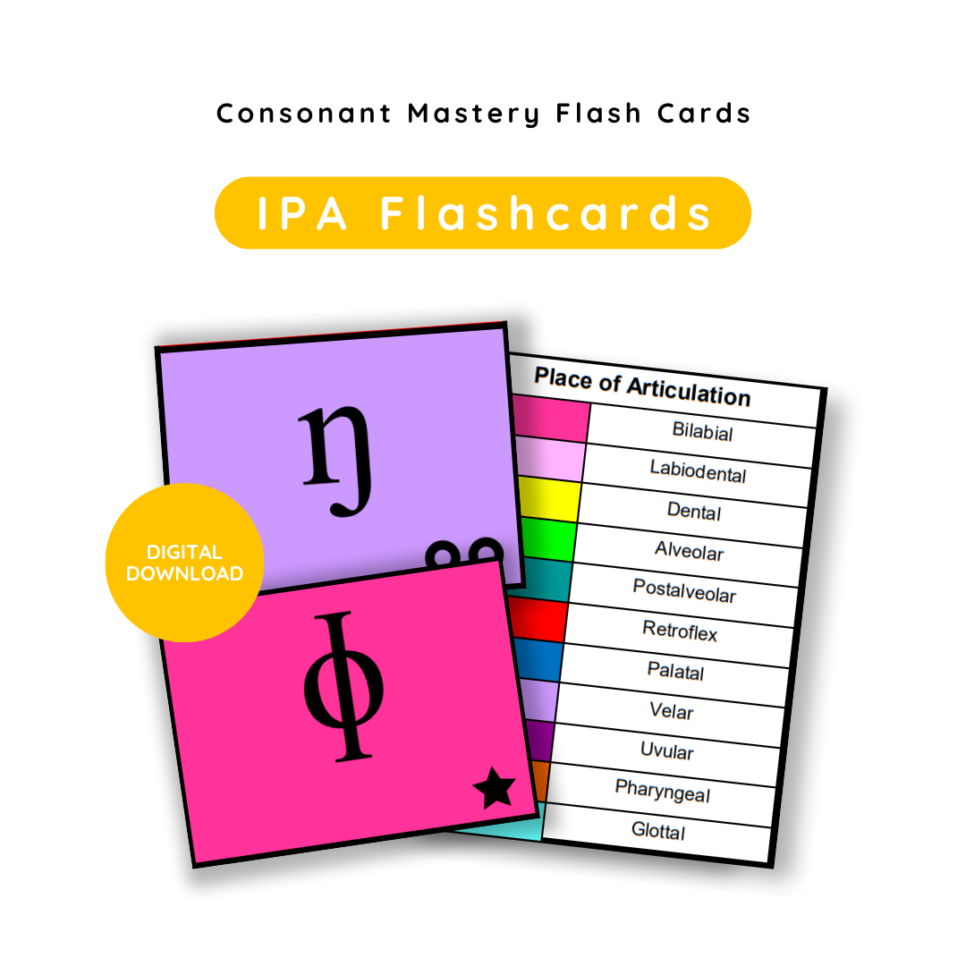 IPA Consonant Flash Cards for Speech and Language Therapy Students