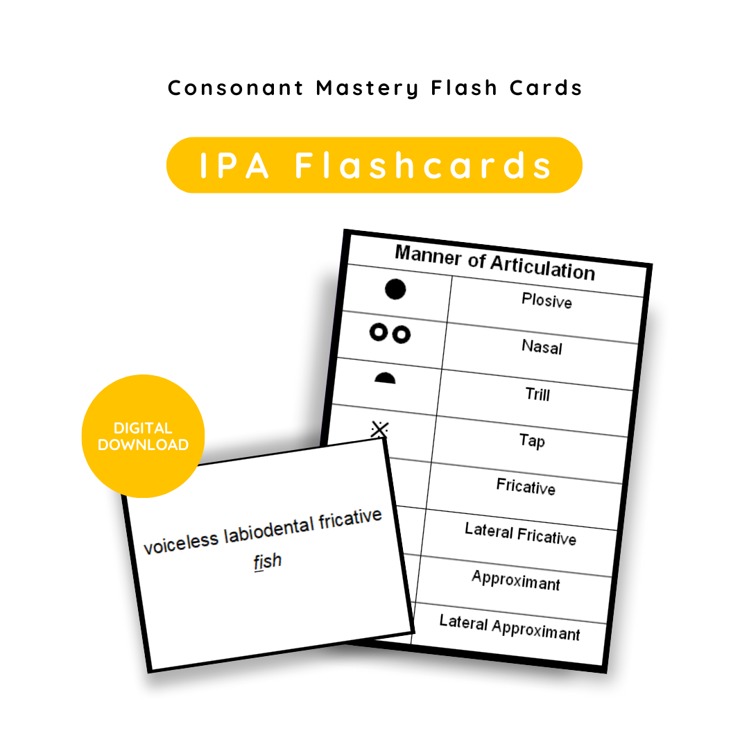 IPA Consonant Flash Cards for Speech and Language Therapy Students