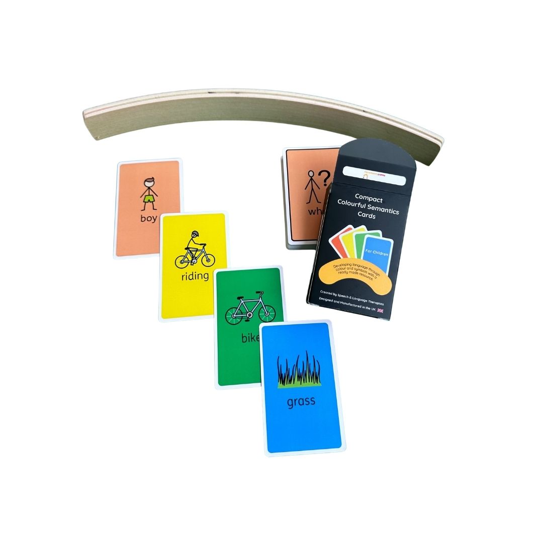 Compact language development cards designed for therapists, families, and teachers.