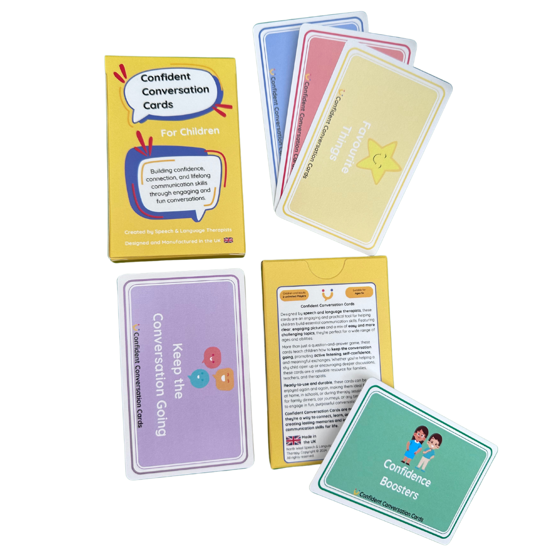 Confident Conversation Cards with box and contents displayed, showing a complete set for conversation skill-building