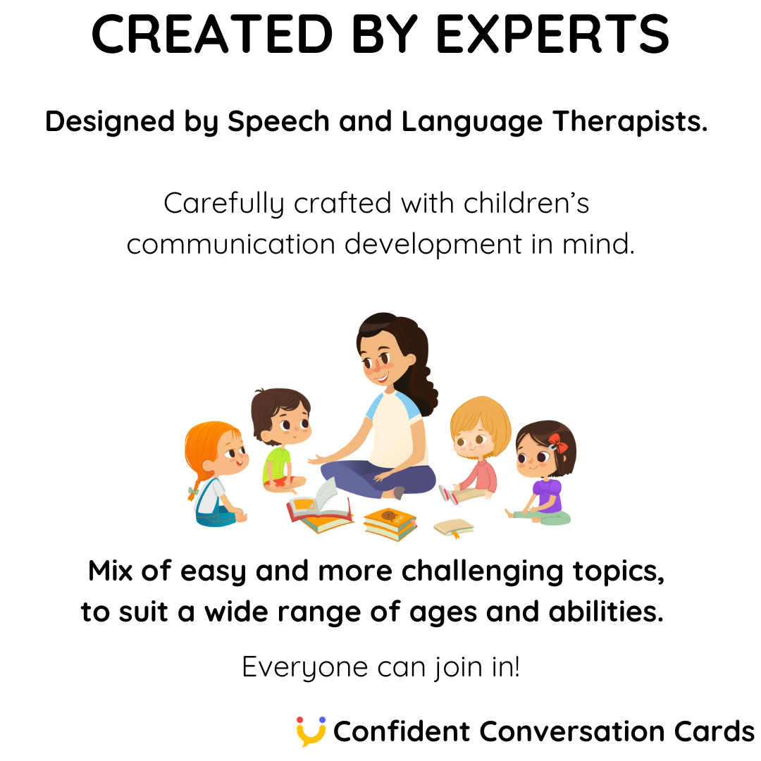 Confident Conversation Cards created by speech and language therapists, to suit a range of language abilities.