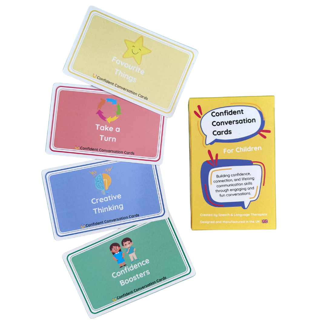 Confident Conversation Cards used as a teaching tool to support children’s communication skills and confidence.